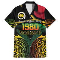 Vanuatu 1980 Family Matching Tank Maxi Dress and Hawaiian Shirt Hapi 46 Yia Indipendens Anivesari LT14 Dad's Shirt - Short Sleeve Black - Polynesian Pride