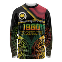 Vanuatu 1980 Long Sleeve Shirt Hapi 46 Yia Indipendens Anivesari LT14 Unisex Black - Polynesian Pride