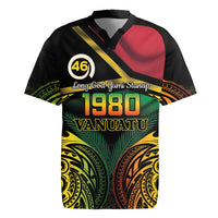 Vanuatu 1980 Rugby Jersey Hapi 46 Yia Indipendens Anivesari LT14 Black - Polynesian Pride