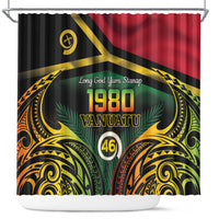 Vanuatu 1980 Shower Curtain Hapi 46 Yia Indipendens Anivesari LT14 Black - Polynesian Pride