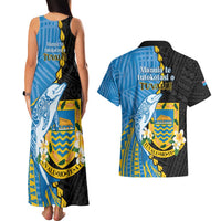 Tuvalu Independence Day Couples Matching Tank Maxi Dress and Hawaiian Shirt Manuia te tutokotasi o Tuvaluan Dolphin Tattoo LT14 - Polynesian Pride