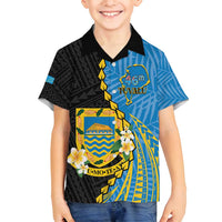 Tuvalu Independence Day Family Matching Long Sleeve Bodycon Dress and Hawaiian Shirt Manuia te tutokotasi o Tuvaluan Dolphin Tattoo LT14 Son's Shirt Blue - Polynesian Pride