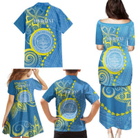 Personalised Palau Independence Day Family Matching Puletasi and Hawaiian Shirt Belau Coat Of Arms Polynesian Curve Style LT14 - Polynesian Pride