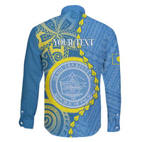 Personalised Palau Independence Day Family Matching Short Sleeve Bodycon Dress and Hawaiian Shirt Belau Coat Of Arms Polynesian Curve Style LT14 - Polynesian Pride