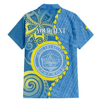Personalised Palau Independence Day Family Matching Tank Maxi Dress and Hawaiian Shirt Belau Coat Of Arms Polynesian Curve Style LT14 - Polynesian Pride