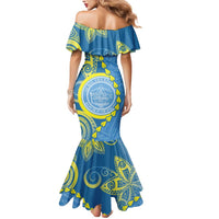 Personalised Palau Independence Day Mermaid Dress Belau Coat Of Arms Polynesian Curve Style