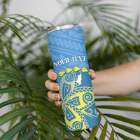 Personalised Palau Independence Day Skinny Tumbler Belau Coat Of Arms Polynesian Curve Style LT14 - Polynesian Pride