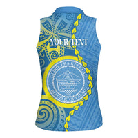 Personalised Palau Independence Day Women Sleeveless Polo Shirt Belau Coat Of Arms Polynesian Curve Style LT14 - Polynesian Pride