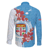 Personalised Fiji Day Family Matching Off Shoulder Short Dress and Hawaiian Shirt Fijian Tapa Pattern Mix Tagimoucia - Blue Version LT14 - Polynesian Pride