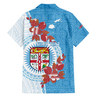Personalised Fiji Day Family Matching Puletasi and Hawaiian Shirt Fijian Tapa Pattern Mix Tagimoucia - Blue Version LT14 - Polynesian Pride