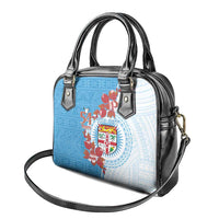 Personalised Fiji Day Shoulder Handbag Fijian Tapa Pattern Mix Tagimoucia - Blue Version