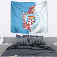 Personalised Fiji Day Tapestry Fijian Tapa Pattern Mix Tagimoucia - Blue Version