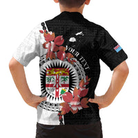 Personalised Fiji Day Family Matching Puletasi and Hawaiian Shirt Fijian Tapa Pattern Mix Tagimoucia - Black Version LT14 - Polynesian Pride