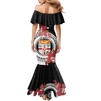 Personalised Fiji Day Mermaid Dress Fijian Tapa Pattern Mix Tagimoucia - Black Version