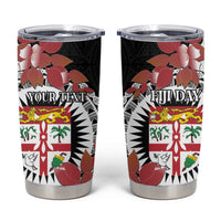 Personalised Fiji Day Tumbler Cup Fijian Tapa Pattern Mix Tagimoucia - Black Version LT14 Black - Polynesian Pride