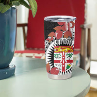 Personalised Fiji Day Tumbler Cup Fijian Tapa Pattern Mix Tagimoucia - Black Version LT14 - Polynesian Pride
