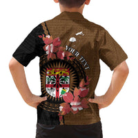 Personalised Fiji Day Family Matching Puletasi and Hawaiian Shirt Fijian Tapa Pattern Mix Tagimoucia - Brown Version LT14 - Polynesian Pride