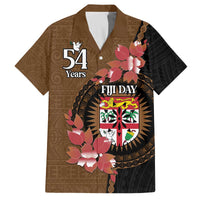 Personalised Fiji Day Family Matching Puletasi and Hawaiian Shirt Fijian Tapa Pattern Mix Tagimoucia - Brown Version LT14 Dad's Shirt - Short Sleeve Brown - Polynesian Pride