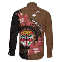 Personalised Fiji Day Family Matching Puletasi and Hawaiian Shirt Fijian Tapa Pattern Mix Tagimoucia - Brown Version LT14 - Polynesian Pride