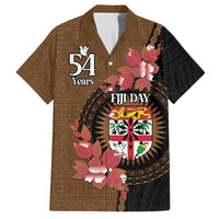Personalised Fiji Day Family Matching Tank Maxi Dress and Hawaiian Shirt Fijian Tapa Pattern Mix Tagimoucia - Brown Version LT14 Dad's Shirt - Short Sleeve Brown - Polynesian Pride
