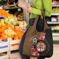 Personalised Fiji Day Grocery Bag Fijian Tapa Pattern Mix Tagimoucia - Brown Version