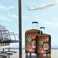 Personalised Fiji Day Luggage Cover Fijian Tapa Pattern Mix Tagimoucia - Brown Version