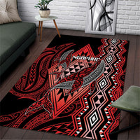 Aotearoa Iwi Ngapuhi Area Rug NZ Maori Humpback Whale Taniko Motifs LT14 Red - Polynesian Pride