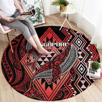 Aotearoa Iwi Ngapuhi Round Carpet NZ Maori Humpback Whale Taniko Motifs LT14 - Polynesian Pride