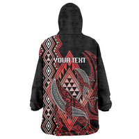 Aotearoa Iwi Ngapuhi Personalised Wearable Blanket Hoodie NZ Maori Humpback Whale Taniko Motifs LT14 - Polynesian Pride