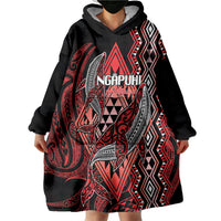 Aotearoa Iwi Ngapuhi Personalised Wearable Blanket Hoodie NZ Maori Humpback Whale Taniko Motifs LT14 - Polynesian Pride