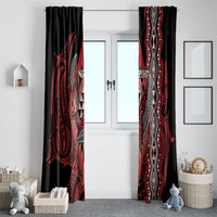 Aotearoa Iwi Ngapuhi Window Curtain NZ Maori Humpback Whale Taniko Motifs LT14 - Polynesian Pride