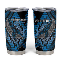 Aotearoa Iwi Ngati Porou Personalised Tumbler Cup NZ Maori Humpback Whale Taniko Motifs LT14 Blue - Polynesian Pride