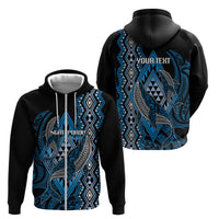 Aotearoa Iwi Ngati Porou Personalised Zip Hoodie NZ Maori Humpback Whale Taniko Motifs LT14 - Polynesian Pride