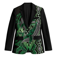 Aotearoa Iwi Ngai Tahu Personalised Blazer NZ Maori Humpback Whale Taniko Motifs LT14 Unisex Green - Polynesian Pride