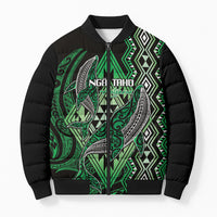 Aotearoa Iwi Ngai Tahu Personalised Bomber Puffer Jacket NZ Maori Humpback Whale Taniko Motifs LT14 Unisex Green - Polynesian Pride