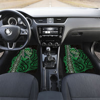 Aotearoa Iwi Ngai Tahu Personalised Car Mats NZ Maori Humpback Whale Taniko Motifs LT14 Set 2pcs - Front Green - Polynesian Pride