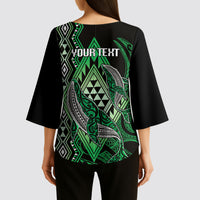 Aotearoa Iwi Ngai Tahu Personalised Kimono Sleeve Blouse NZ Maori Humpback Whale Taniko Motifs LT14 - Polynesian Pride