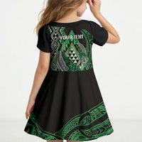 Aotearoa Iwi Ngati Pikiao Personalised Kid Short Sleeve Dress NZ Maori Humpback Whale Taniko Motifs LT14 - Polynesian Pride