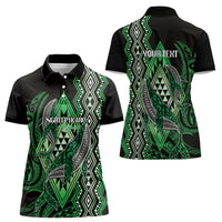 Aotearoa Iwi Ngati Pikiao Personalised Women Polo Shirt NZ Maori Humpback Whale Taniko Motifs LT14 - Polynesian Pride