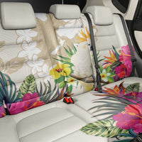 New Zealand Cacatua Galerita Back Car Seat Cover Aotearoa Cockatoo Tropical Flowers LT14 - Polynesian Pride