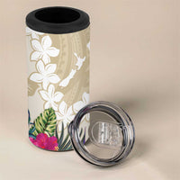 New Zealand Cacatua Galerita 4 in 1 Can Cooler Tumbler Aotearoa Cockatoo Tropical Flowers LT14 - Polynesian Pride