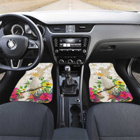 New Zealand Cacatua Galerita Car Mats Aotearoa Cockatoo Tropical Flowers LT14 Set 2pcs - Front Beige - Polynesian Pride