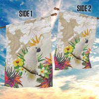 New Zealand Cacatua Galerita Garden Flag Aotearoa Cockatoo Tropical Flowers LT14 - Polynesian Pride