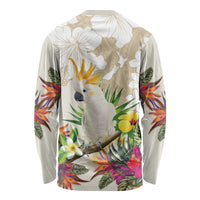New Zealand Cacatua Galerita Long Sleeve Shirt Aotearoa Cockatoo Tropical Flowers LT14 - Polynesian Pride