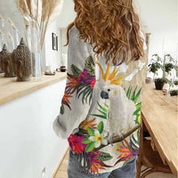 New Zealand Cacatua Galerita Women Casual Shirt Aotearoa Cockatoo Tropical Flowers LT14 - Polynesian Pride
