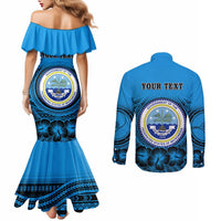 Personalised Yap Constitution Day Couples Matching Mermaid Dress and Long Sleeve Button Shirt FSM Seal Happy 24 December LT14 - Polynesian Pride
