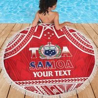 Samoa Rugby Custom Beach Blanket Toa Samoa Pacific Sporty Red - Polynesian Pride