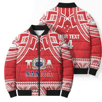 Samoa Rugby Custom Bomber Puffer Jacket Toa Samoa Pacific Sporty Red - Polynesian Pride