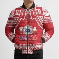Samoa Rugby Custom Bomber Puffer Jacket Toa Samoa Pacific Sporty Red - Polynesian Pride