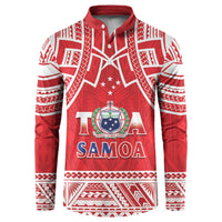Samoa Rugby Custom Button Sweatshirt Toa Samoa Pacific Sporty Red - Polynesian Pride